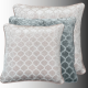 Geometric jacquard cushion with velvet feel in modern design – handmade by Victoria Linen in the UK