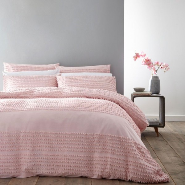 Malmo Pink Tufted Bands Duvet Set - Double