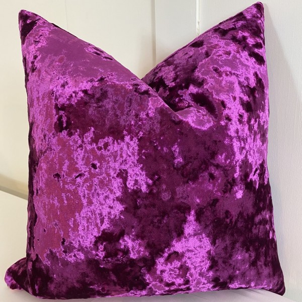 Crush Velvet Cushion in Violet - 45 x 45cm