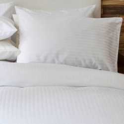 King Size Satin Stripe Pillow Case in - White, Ivory or Platinum - 90 x 50cm - 540 Thread Count