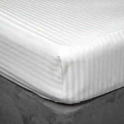 Fitted Sheet in Satin Stripe Cotton - 6ft x 6ft 3" - White or Platinum Fitted Sheet in Satin Stripe Cotton - 6ft x 6ft 3" - White or Platinum