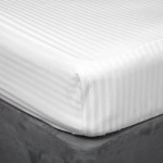 Caesar Fitted Sheet in 540 Thread Count Satin Stripe - White, Ivory or Platinum