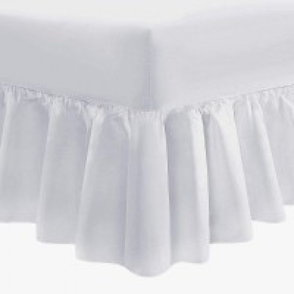Small Single Bed Valance Sheet in 400 Count Cotton - White or Ivory