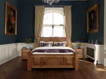 Grand bed with crush velvet cushions